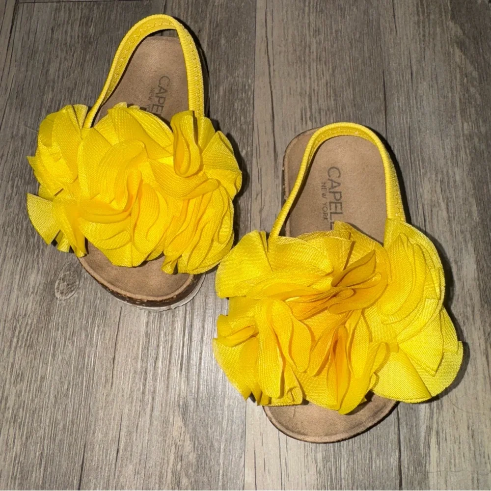 Capelli of New York Yellow Floral Kids Sandals